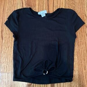 Woman short sleeve black Ribbed T-Shirt size S Just Polly NY